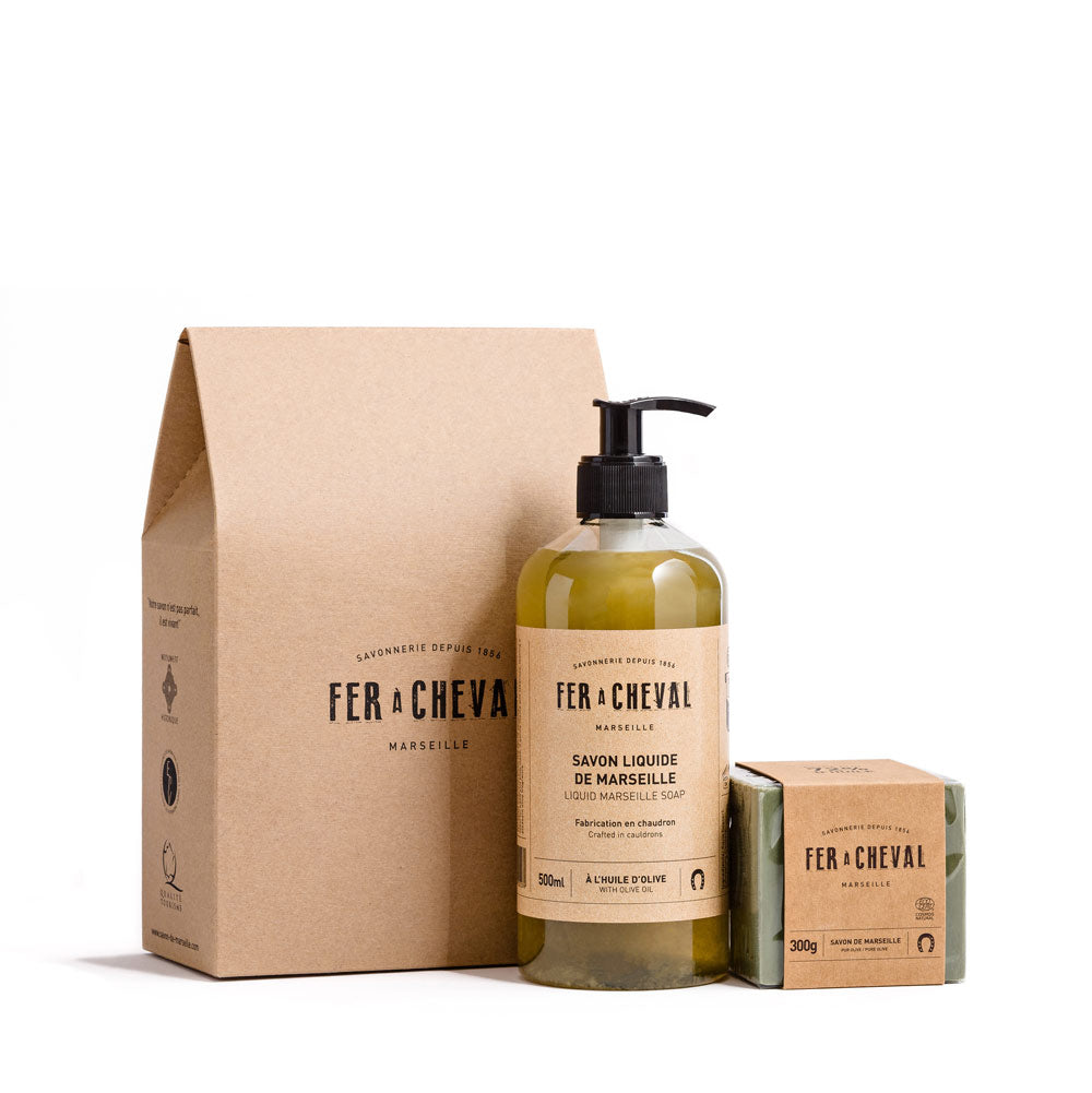 Pure Olive Marseille Soap Duo - 500ml liquid and 300g cube