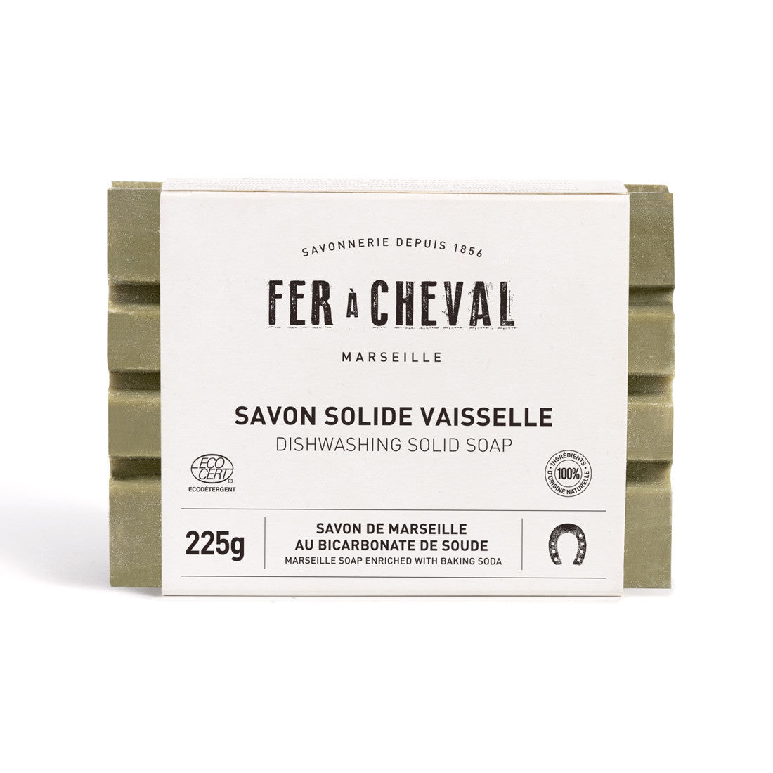 Savon Solide Vaisselle 225g, Savon de Marseille au Bicarbonate de Soude - Savonnerie Fer à Cheval