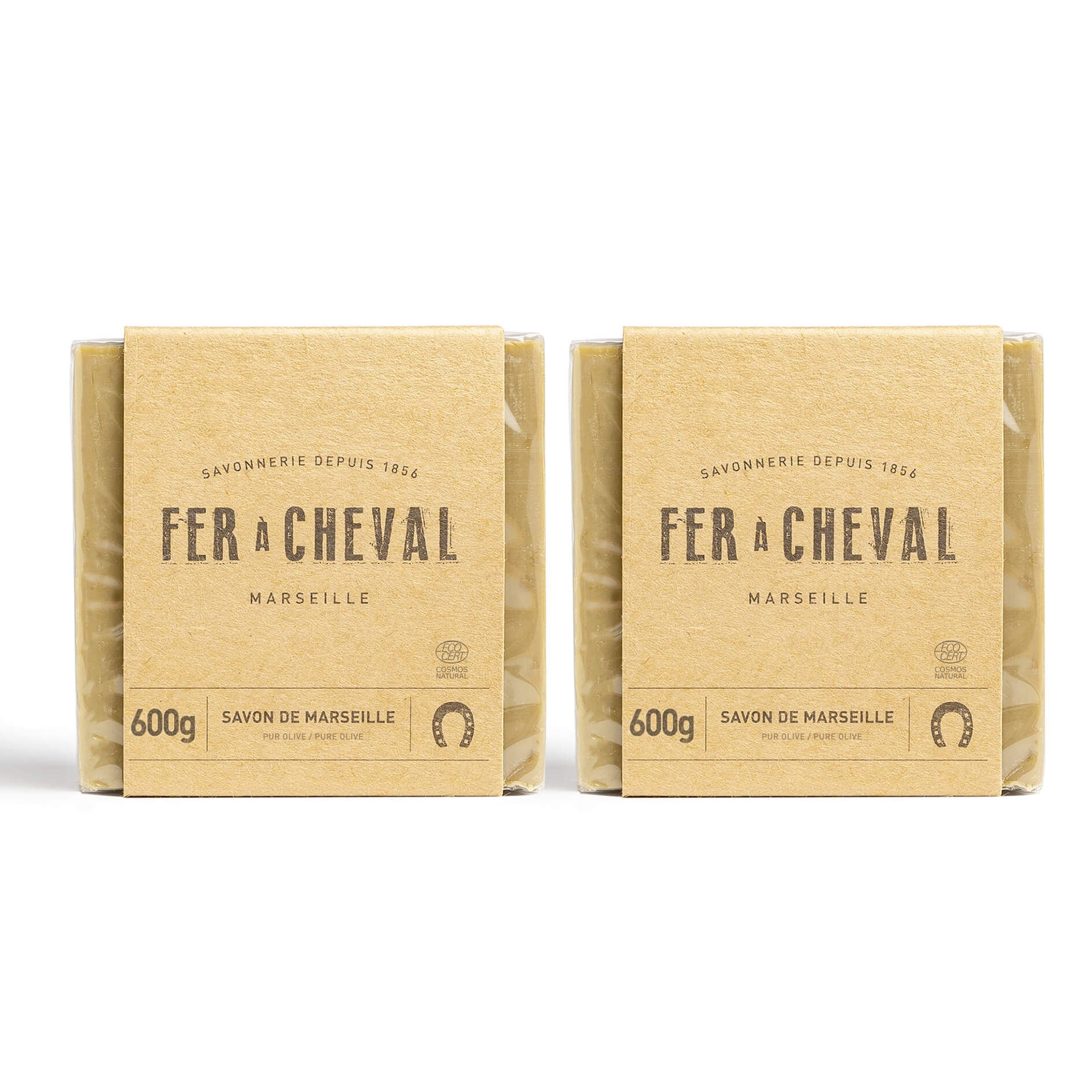 Duo Savon de Marseille Cube Pur Olive 600g - savonnerie Fer à Cheval