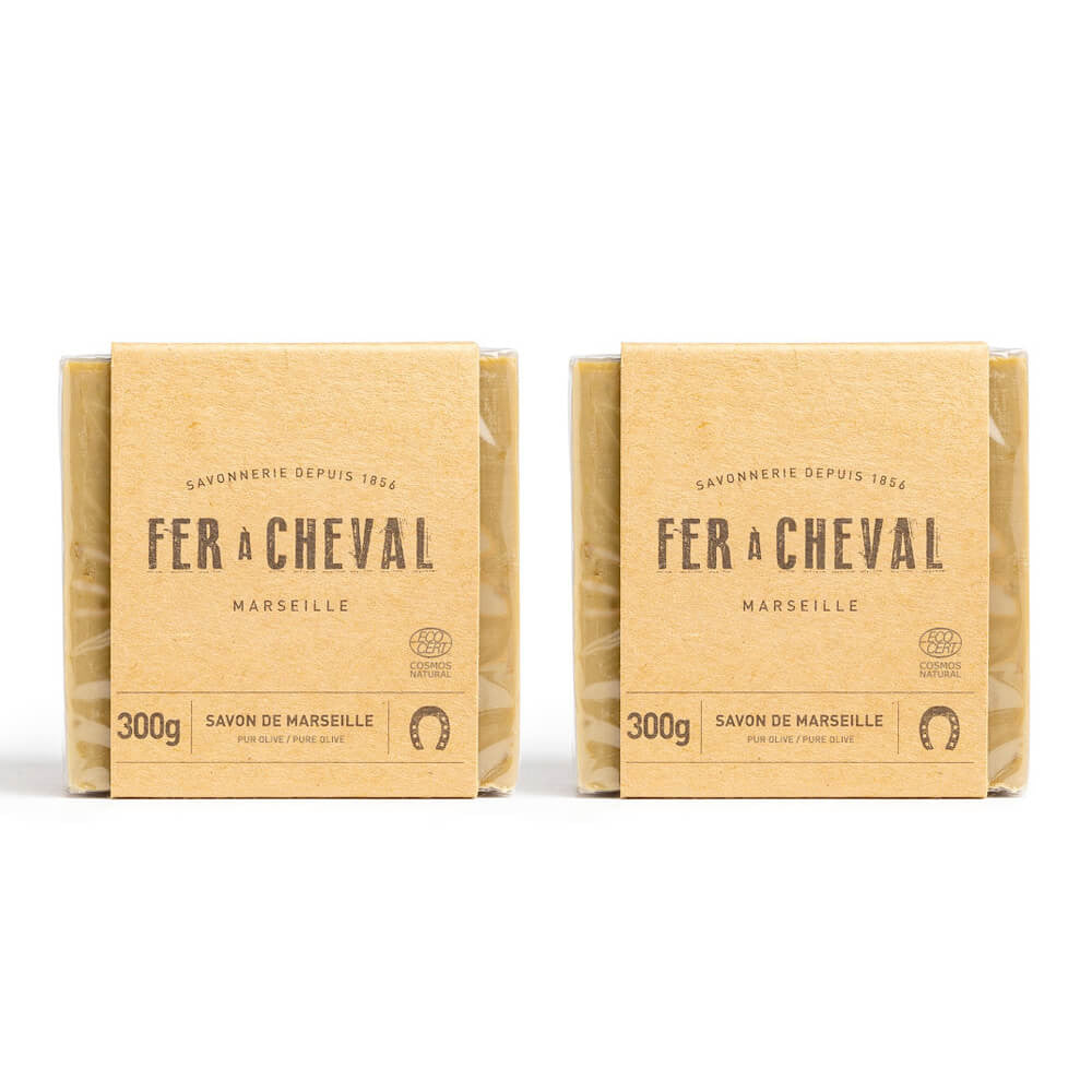 Duo Savon de Marseille Cube Pur Olive 300g - Savonnerie Fer à Cheval